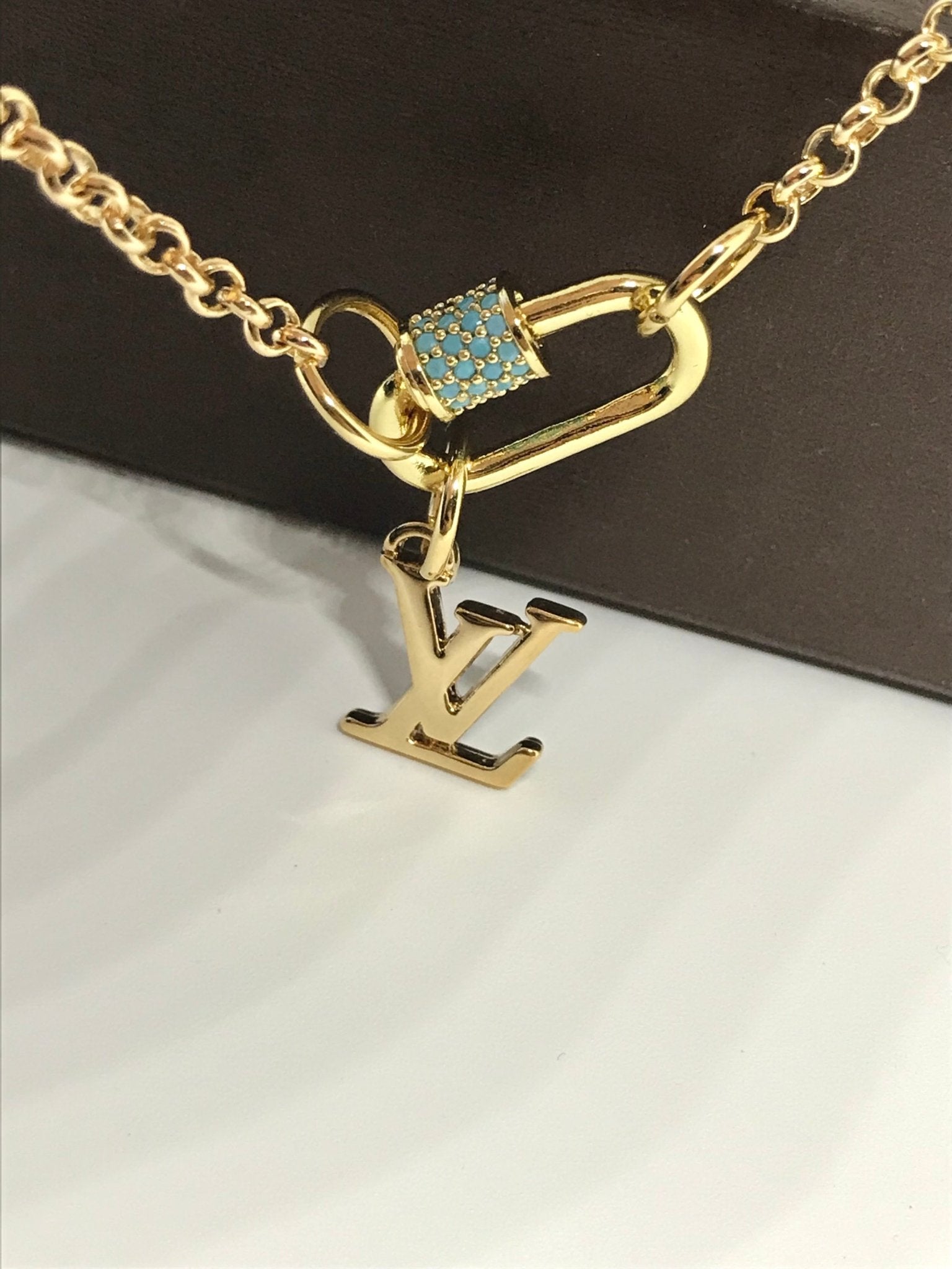 Louis Vuitton repurposed LV logo charm with carabiner - Believe Jewellery