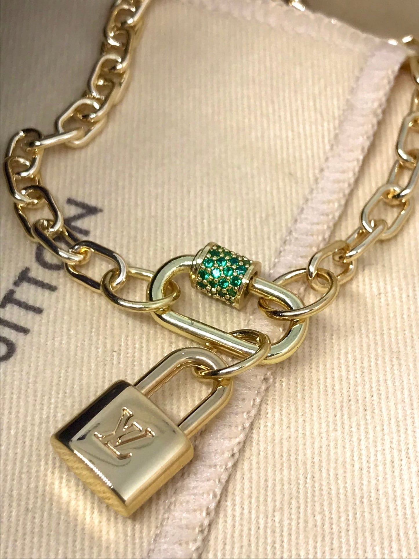 Louis Vuitton repurposed padlock charm with carabiner - Believe Jewellery