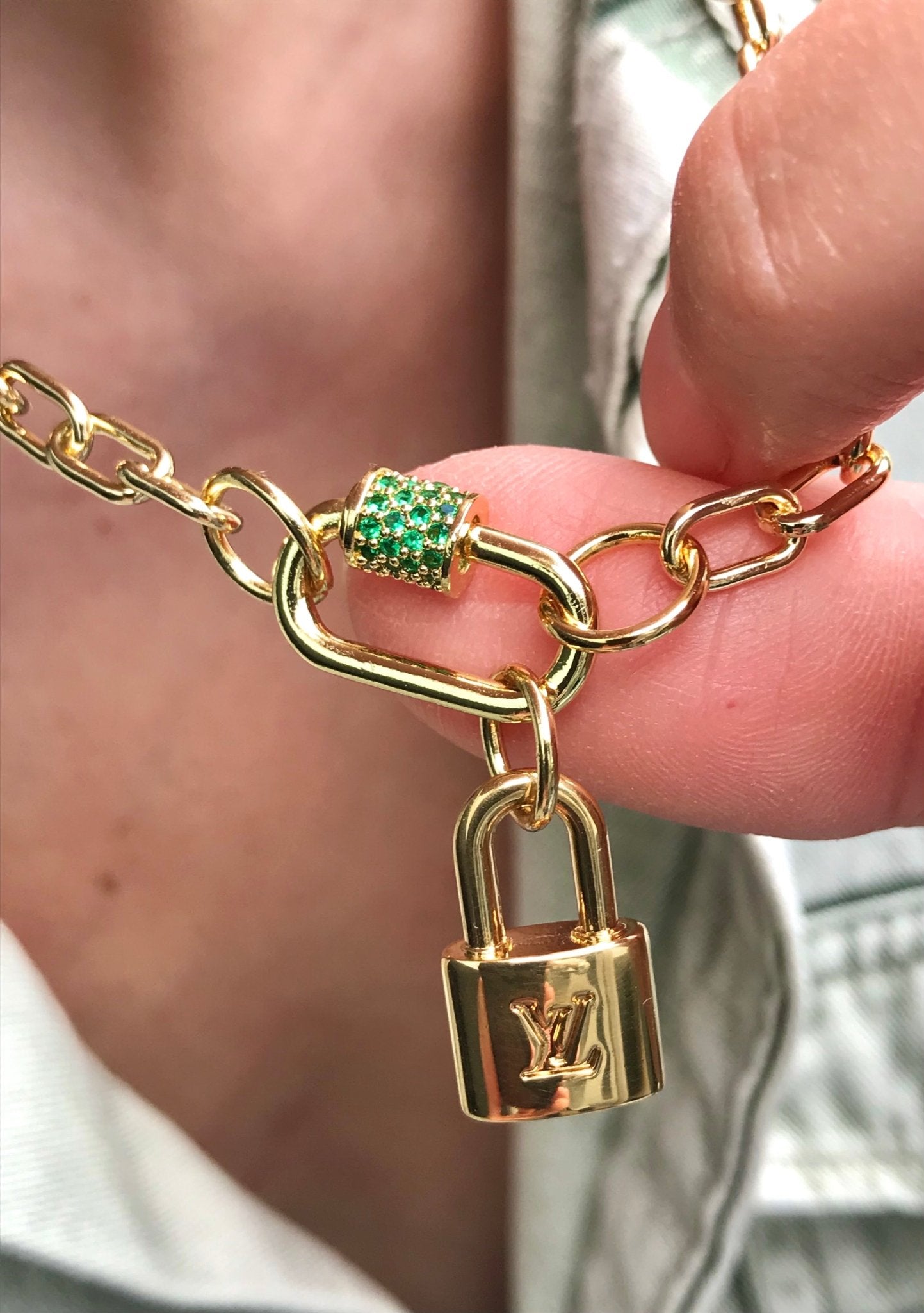 Louis Vuitton repurposed padlock charm with carabiner - Believe Jewellery