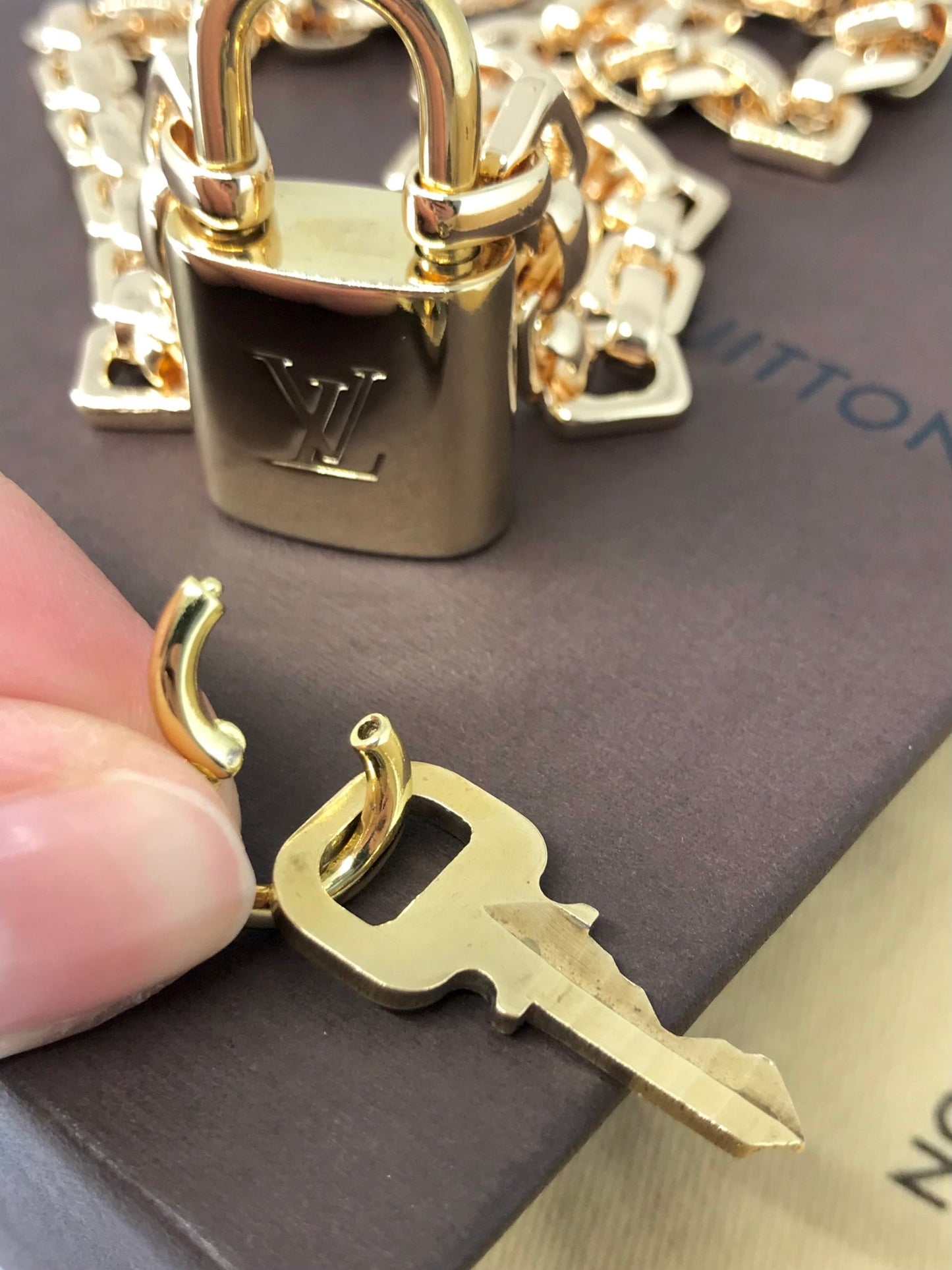 Louis Vuitton repurposed padlock with key - Believe Jewellery