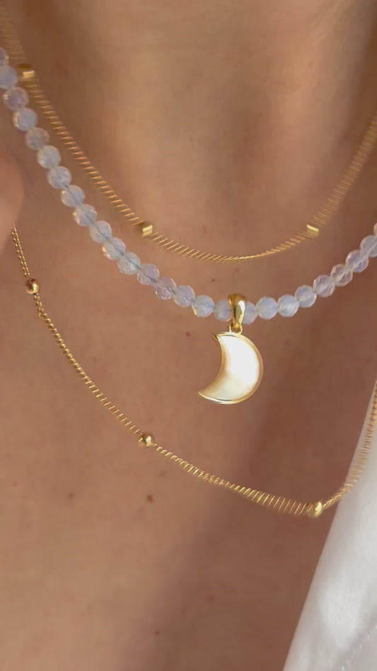 Crescent Moon Opalite Necklace