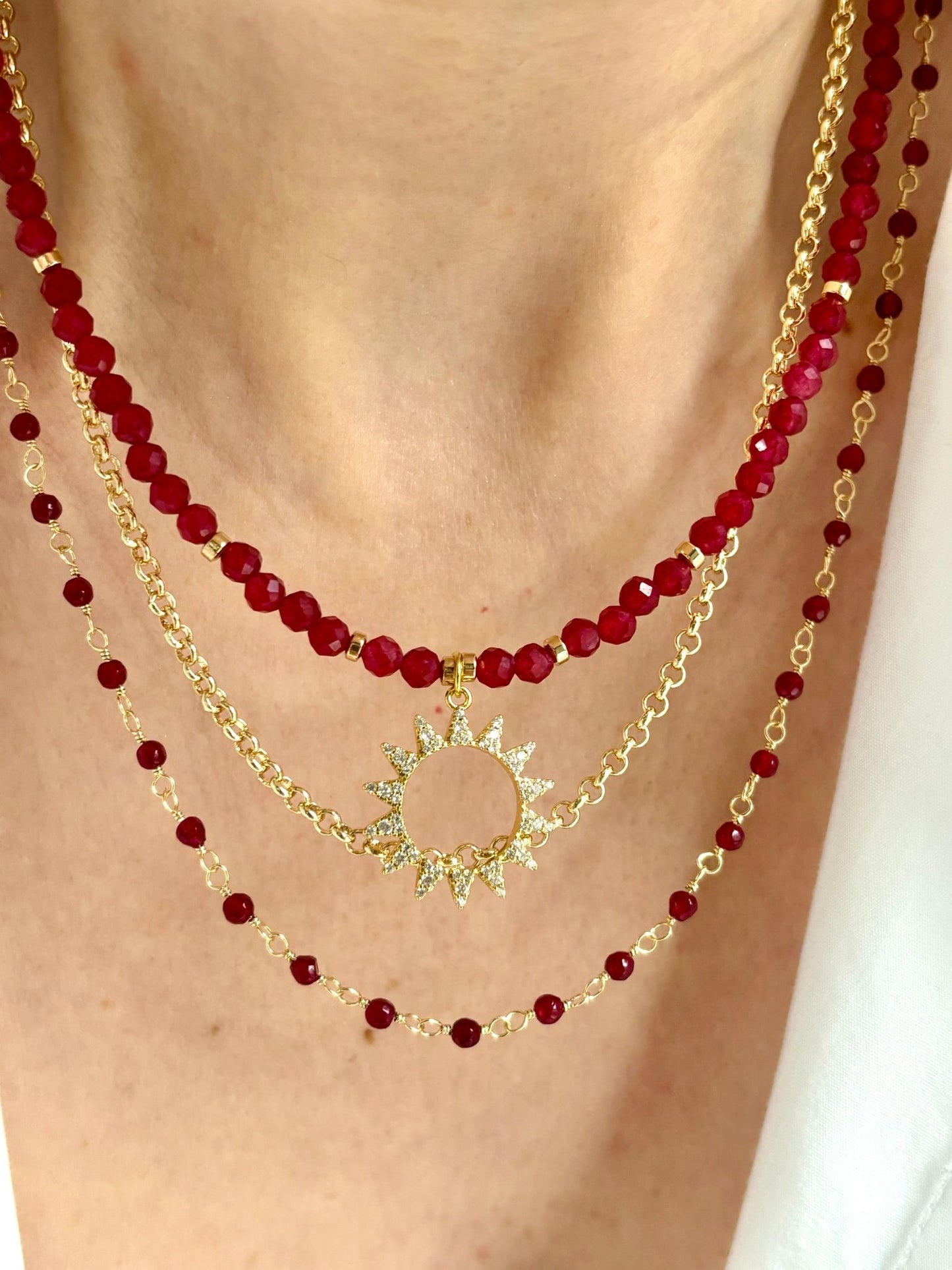 Sun Ruby Necklace - Believe Jewellery