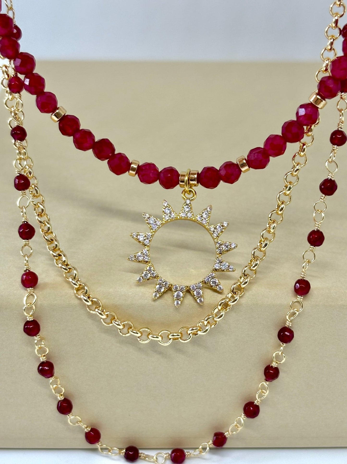 Sun Ruby Necklace - Believe Jewellery