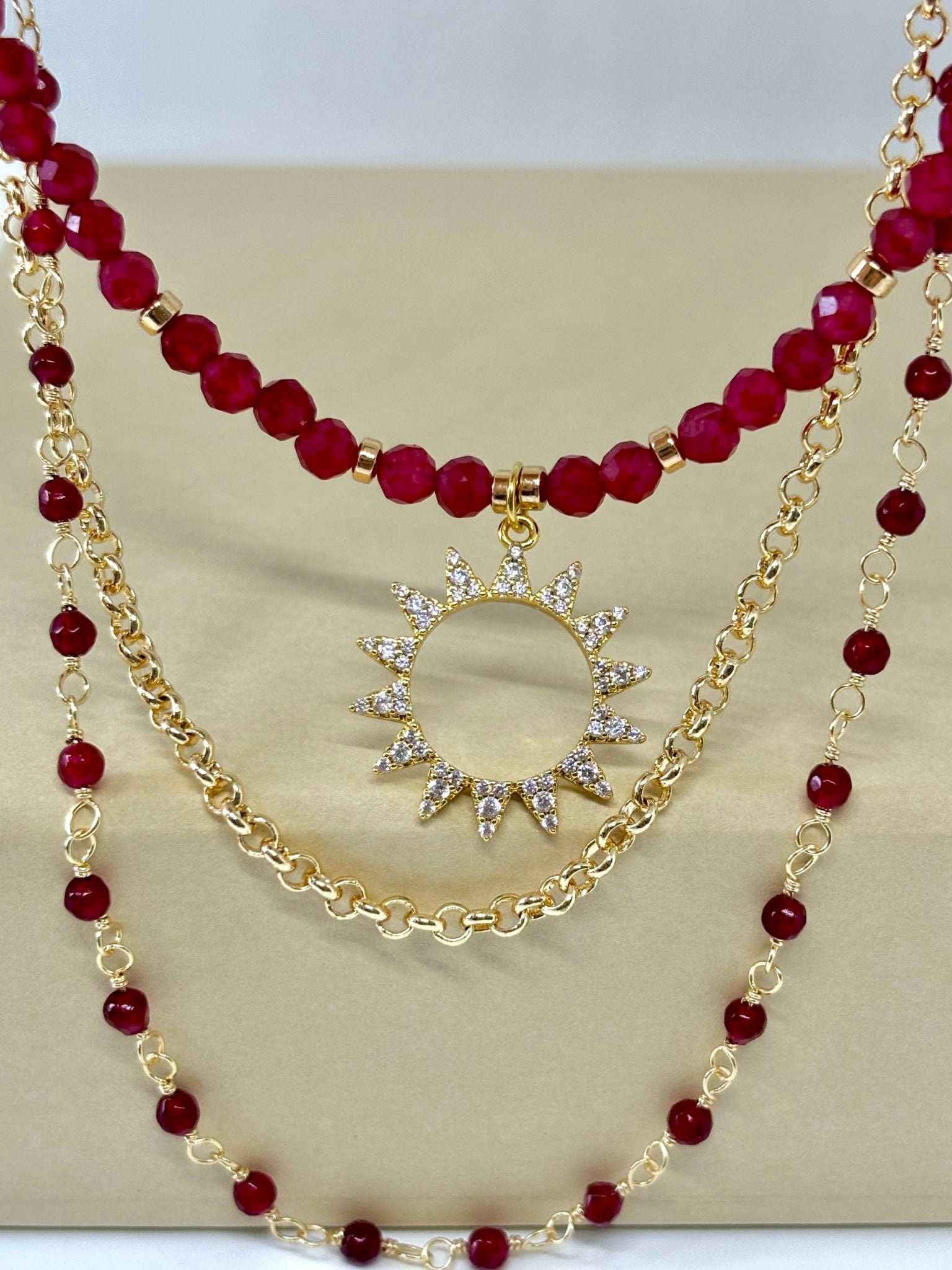 Sun Ruby Necklace - Believe Jewellery