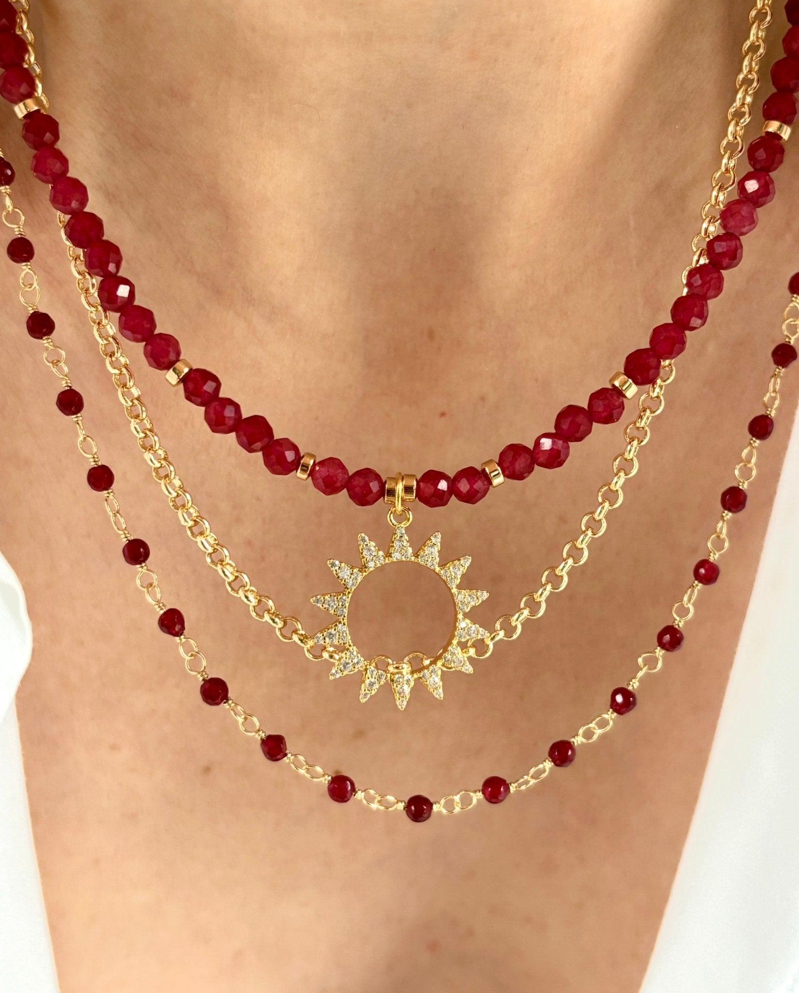 Sun Ruby Necklace - Believe Jewellery