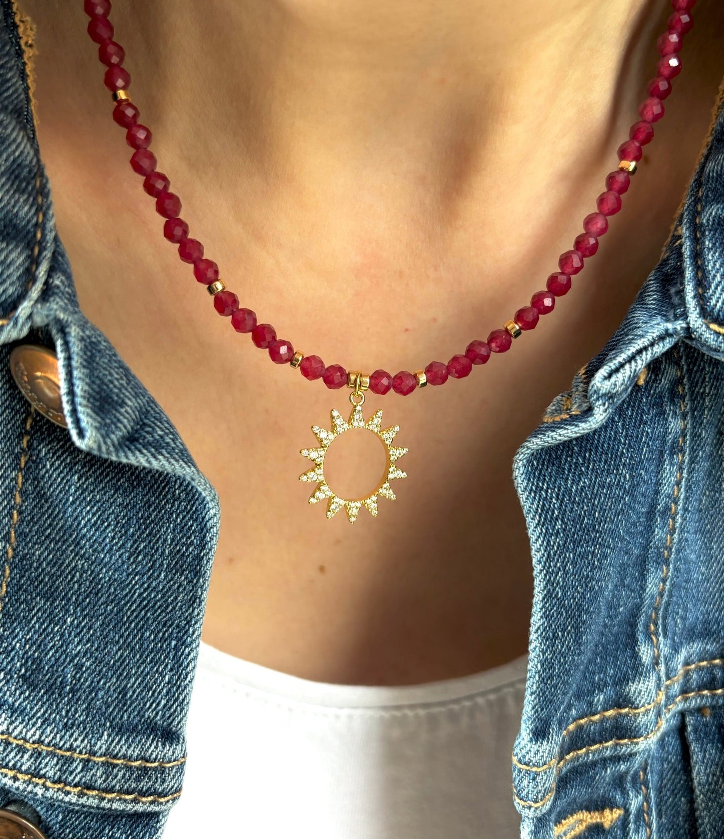 Sun Ruby Necklace - Believe Jewellery